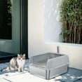 thumbnail image 4 of BingoPaw Stainless Steel Large Cat Litter Box High Sided Pan Anti-Leakage with Spoon for Cats, 4 of 10