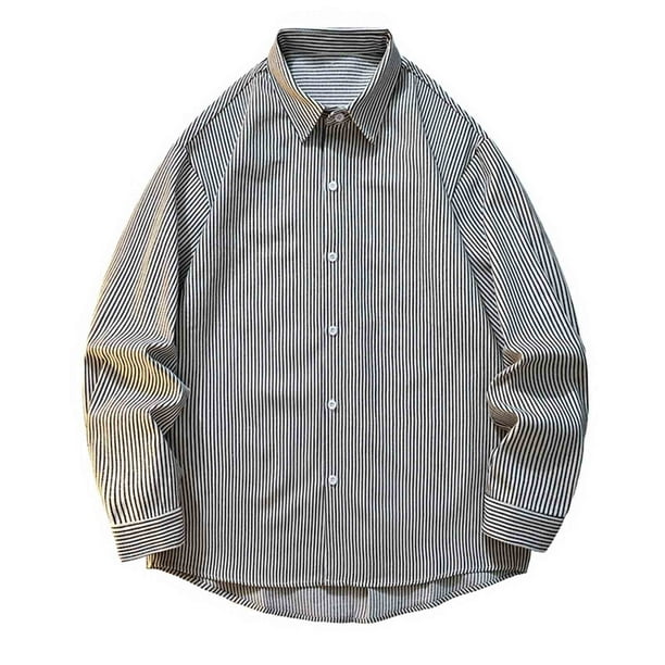 Blusa y camisa de manga larga con cuello vuelto para hombre, blusa informal a cuadros a la moda con botones y cuello vuelto, blusa de poliéster para hombre