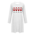 thumbnail image 7 of Aboser Christmas Nightgown for Women Long Sleeve Cotton Blend Sleepshirts Funny Wine Glass Printing Pajama Dress Casual Crew Neck Holiday Loungewear, 7 of 7
