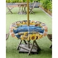 thumbnail image 4 of Outdoor Tablecloth with Umbrella Hole Zipper,Blue Truck Summer Sunflowers Waterproof Zippered Table Cloth for Square Tables,Country Farmhouse Plaid Patio Table Covers for Indoor Pinic Party, 4 of 6