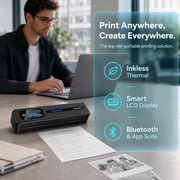 Phomemo 300dpi Upgraded Portable Printer with Touchscreen, M832D Bluetooth Wireless Thermal Inkless Printer, Supports 8.5x11 US Letter & A4, Compatible with iOS, Android, PC for Travel, Black