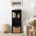 thumbnail image 5 of LEDREM 3-Tier Bookshelf with Adjustable Open Shelves, Tall Bookcase Space-Saving for Living Room Home Office, Ebony Black, 5 of 8