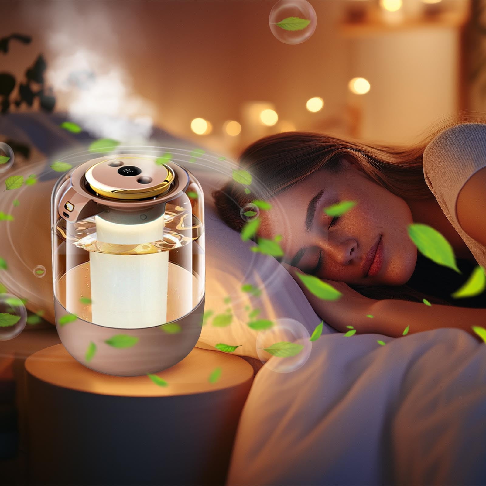 2L Cool Mist Humidifier USB, Large Capacity Quiet Bedroom Humidifier with Night Light Digital Display Timer, for Home Office Sleep Air Moisturizing