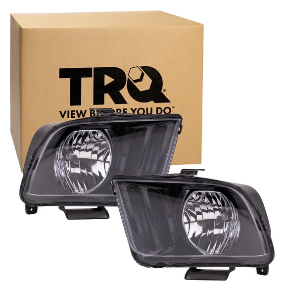 TRQ Headlight Assembly Set FO2502231 FO2503231 Fits 2007-2009 Ford Mustang
