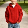 thumbnail image 2 of ZVAVZ Kids Quarter Zip Hoodie Waffle Knit Hooded Sweatshirt Long Sleeve Textured Pullover Hoodies Fashion Casual Back to School Hoody Red 3-4 Years, 2 of 10