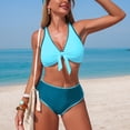 thumbnail image 5 of Duqingm Swimsuit for Women 2 Piece Bikini Set Cutout Popular Swimsuit High Waisted Textured 2026 Summer Beach Swim Bathing Suits Blue,S, 5 of 7