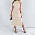 thumbnail image 4 of Women's Sleeveless Round Neck Split Hem Dress - Flowy Casual Summer Party Outfit - Loose Fit - XS-XXL Sizes, 4 of 8