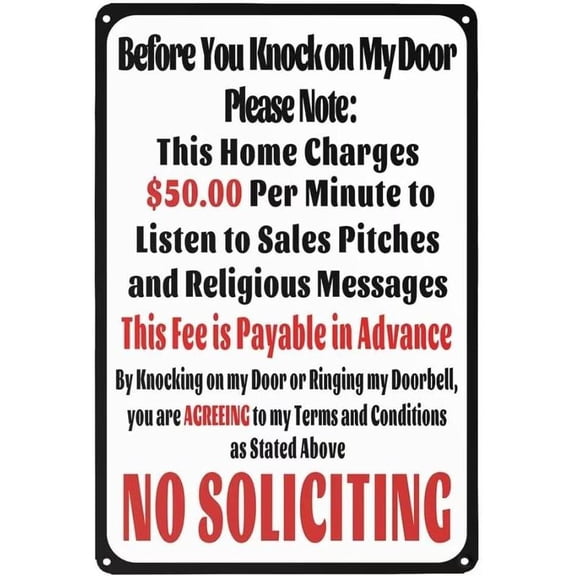 8*12inchs Metal No Soliciting Sign - 'Before You Knock' Warning & Caution Sign, Aluminum, 8x12 Inches, Indoor/Outdoor