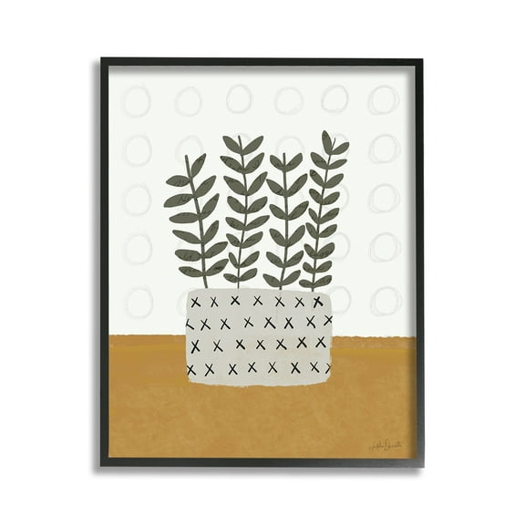 Stupell Industries Patterned Leaf Bouquet Botanical & Floral Painting Black Framed Art Print Wall Art, 11 x 14