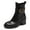 Black, variant on Women's Square Close Toe Ankle Boots Side Zippers Buckle Strap Chunky Mid Heels Combat Boots Daily Dress Shoes Size 9 Navy