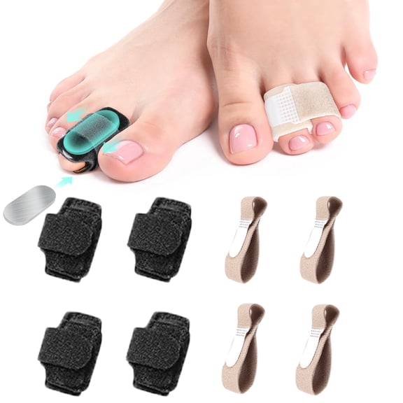 Hammer Toe Straightener Corrector for Women & Men - 8pcs Hammer Toe Straightener, Adjustable Toe Splints & Wraps Support For Hammer, Curled, Bent Toes, Crooked, Claw