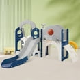 thumbnail image 5 of 7-in-1 Toddler Slide And Swing Set Freestanding Climber Slide Playset With Basketball Hoop For Kids Birthday Gifts, 5 of 9