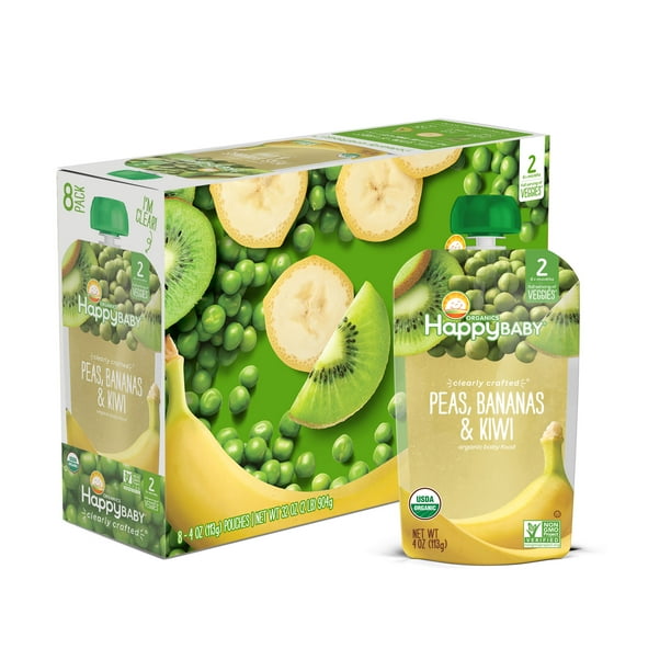 (8 Pouches) Happy Baby Clearly Crafted, Stage 2, Organic