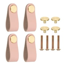 Uxcell Leather Drawer Pulls Leather Handle Center Cabinet Dresser Knobs with Screws for Dresser Cupboard Closet Doors Pink