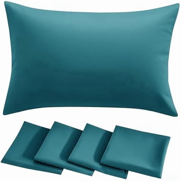 Quyaojz Teal Pillow Cases 4 Pack - Teal Plain Pillowcases with Envelope Closure Breathable Premium Brushed Microfiber Set of 4 Pillow Covers Standard 50x75 cm