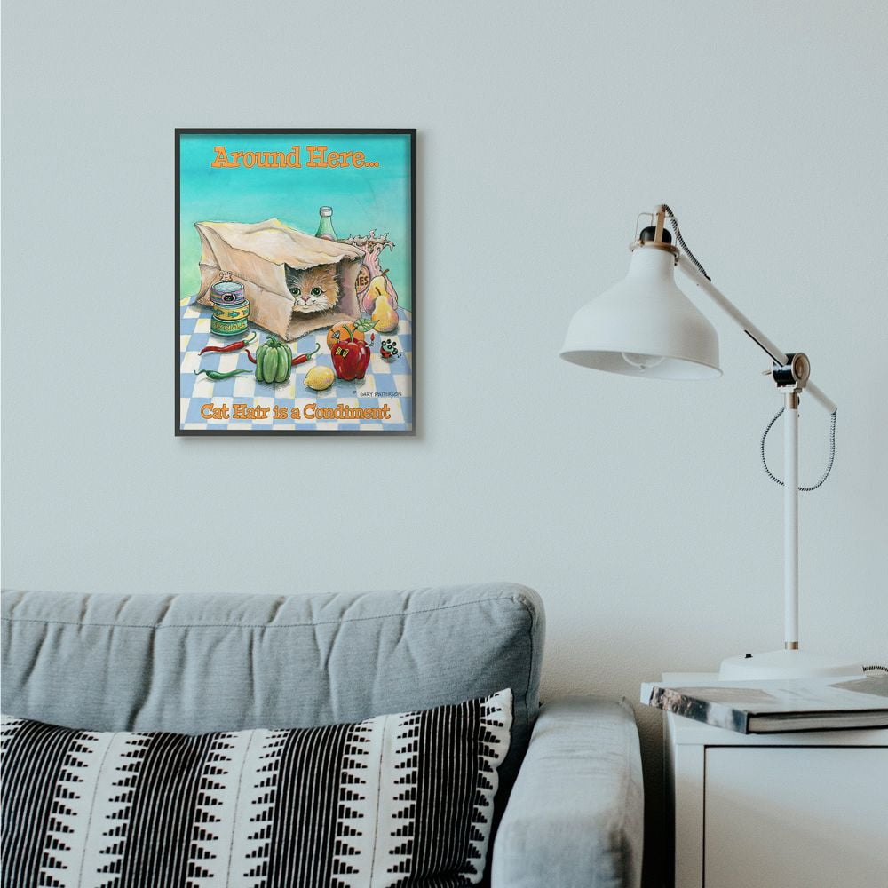 Stupell Industries Cat Hair Is A Condiment Funny Pet Cartoon Design Framed Wall Art by Gary Patterson