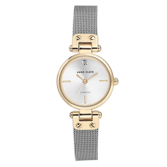 Anne Klein Silver Diamond Dial Stainless Steel Ladies Watch 3003SVTT