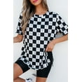 thumbnail image 6 of Women's Black Western Fashion Checkerboard Print Side Split T-Shirt - [ZhiHiMeRi] | (US 12-14)L, 6 of 12