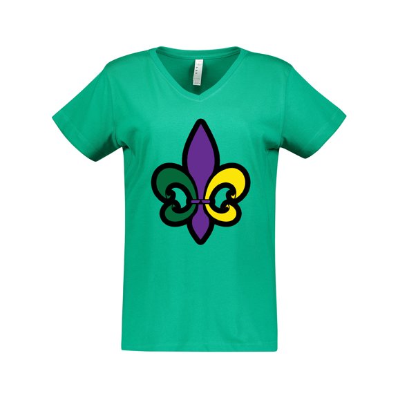 Inktastic Fleur De Lis Mardi Gras Holiday Women's V-Neck T-Shirt
