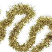 Allgala Champagne Tinsel Garland, 50 Feet Christmas Metallic Foil Tinsel Garland Decoration for Holiday Tree Walll Rail Home Office Event Fall Thanksgiving Decoration