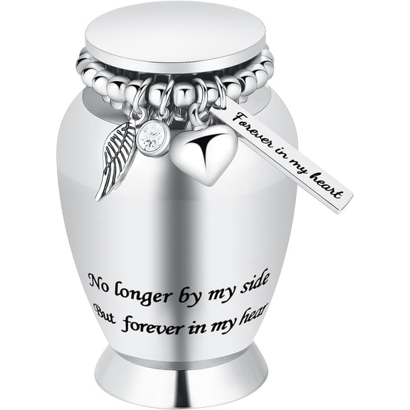 Small Cremation Urn for Ashes Human Adult Female Male Stainless Steel Mini Urn for Human Ash for Women Men Memorial Burial Funeral Decorative Urns for Ashes Keepsake,Black-Forever