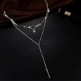 thumbnail image 2 of Bohemia Layered Choker Necklace Gold Disc Choker Star Choker Lariat & Y Necklace Bar Pendant Necklace (silver), 2 of 4