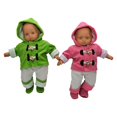 thumbnail image 4 of The Queen's Treasures 15 Inch Baby Doll Clothes, Set of Two Complete Overall Outfits Pink & Green Jackets, Overalls, Shirt, Bootie Shoes, Compatible with American Girls' Bitty Baby Twins, 4 of 5