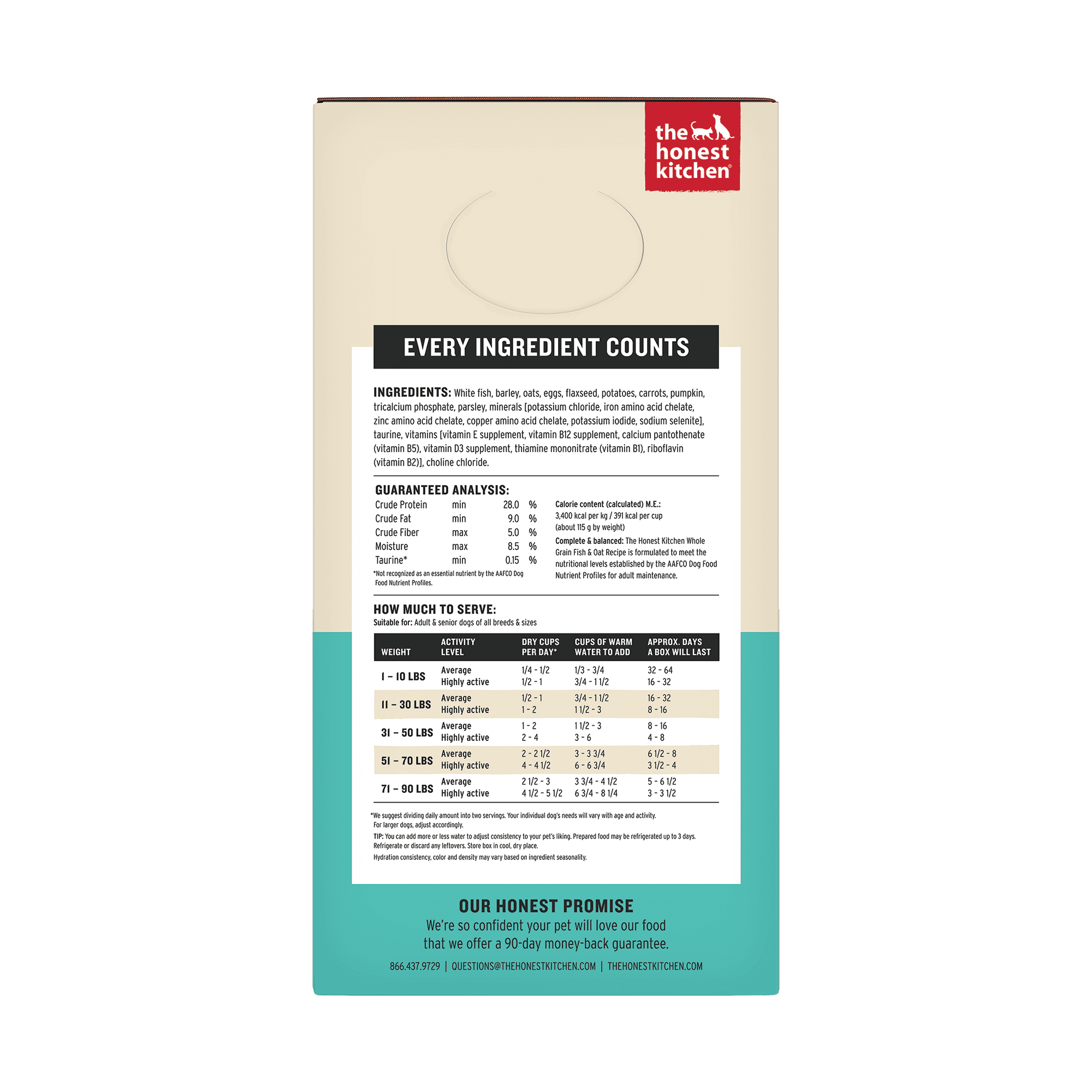 The Honest Kitchen Human Grade Wholemade™Dehydrated Dog Food Whole Grain Fish & Oats, 4 lb (Makes 16 lbs)