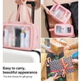 thumbnail image 6 of Lazer Accessories Lazer Makeup Travel Pouch, Cosmetic Bag, Travel Kit Pouch For Toiletries, Brushes And Cosmetics - Set Of 3 - Washbag Pouch - Pink, 6 of 9