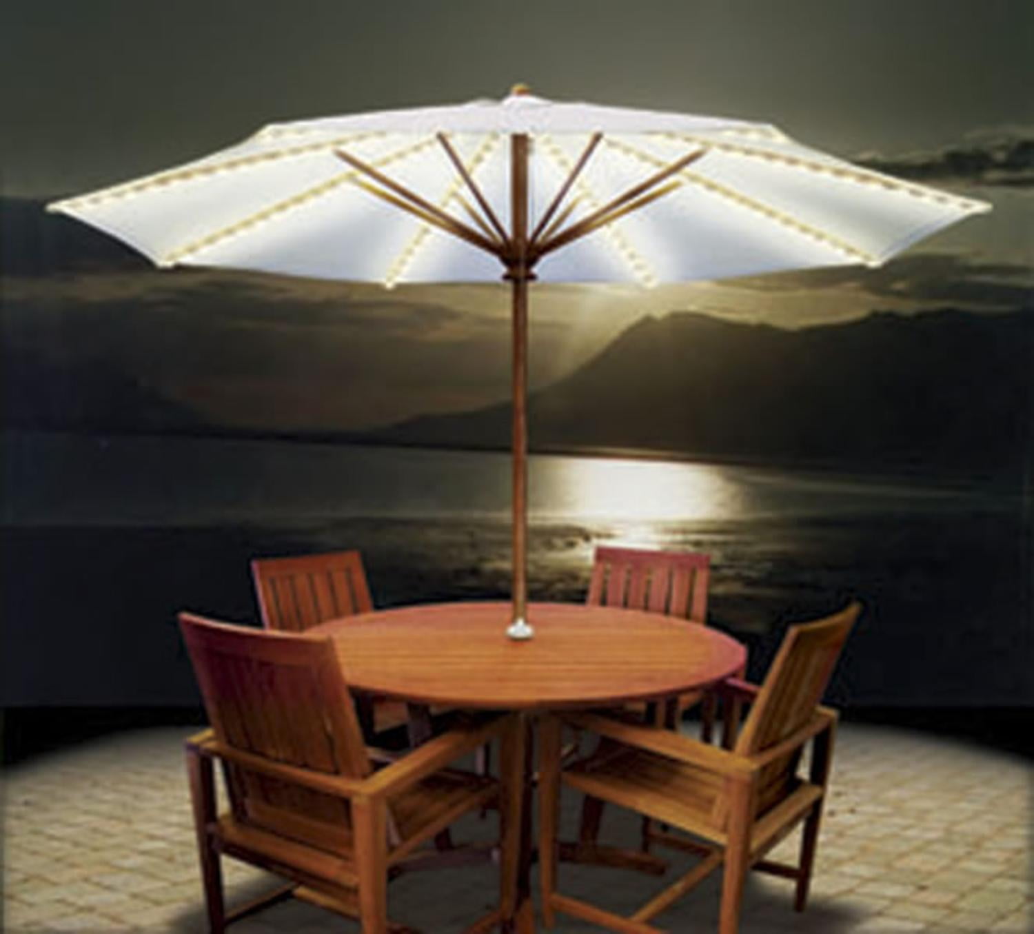Brella Lights Outdoor Patio Lighting System For 8 Rib Umbrellas White