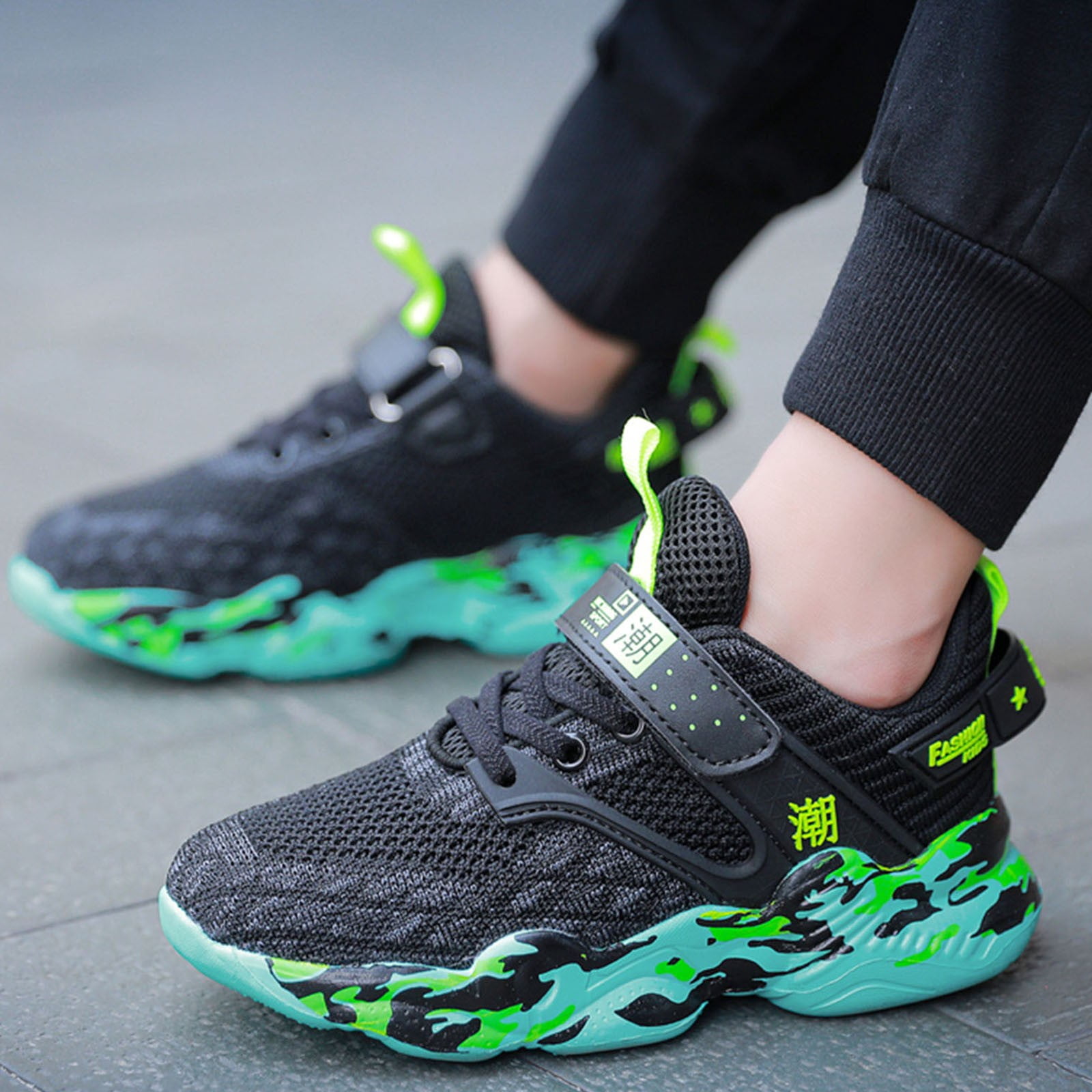 Zofedap Toddler Tennis Shoes Girl Boys Sneakers Kids Lightweight Breathable Tennis Walking Shoes Dark Green for Size Big Kids 4