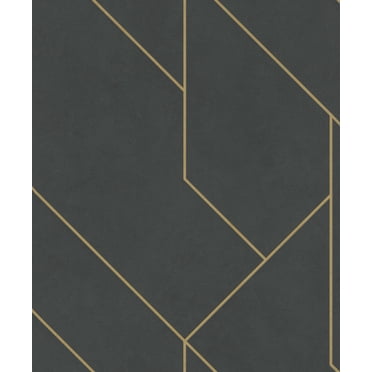 Advantage Pollock Black Gilded Geometric Unpasted Vinyl On Non Woven Wallpaper, 21-in by 33-ft, 57.8 sq. ft.