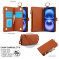 thumbnail image 3 of For Iphone 16 Crossbody Ring Multifunctional Wallet Leather Phone Case(Brown),iPhone 16 Pro Max, 3 of 7