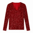 thumbnail image 4 of Hauts à Paillettes pour Femmes 2026 Mode de Printemps Manches Longues Col en V T-Shirts Décontractés à Paillettes Haut de Sortie Tenue de Rave, 4 of 4