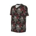 thumbnail image 2 of Haiem Hip Hop Hipster Baseball Jersey Button Down Shirts Sports Uniforms Men Women Jersey(Skull and Red Roses,Medium), 2 of 9