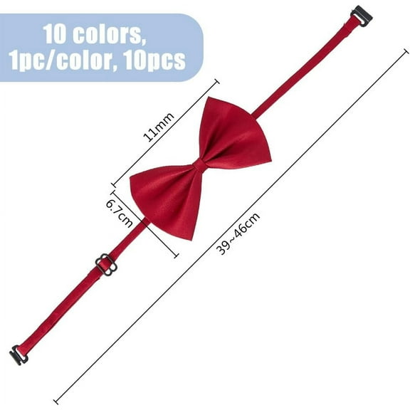 10PCS 10 Colors Dog Bow Tie Polyester Cat Bow Tie Pets Collar Adjustable Bowknot Collar Puppy Neckties