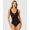 Black, variant on Anne Cole Women's Black U-Ring Mesh-Inset One-Piece Swimsuit 8