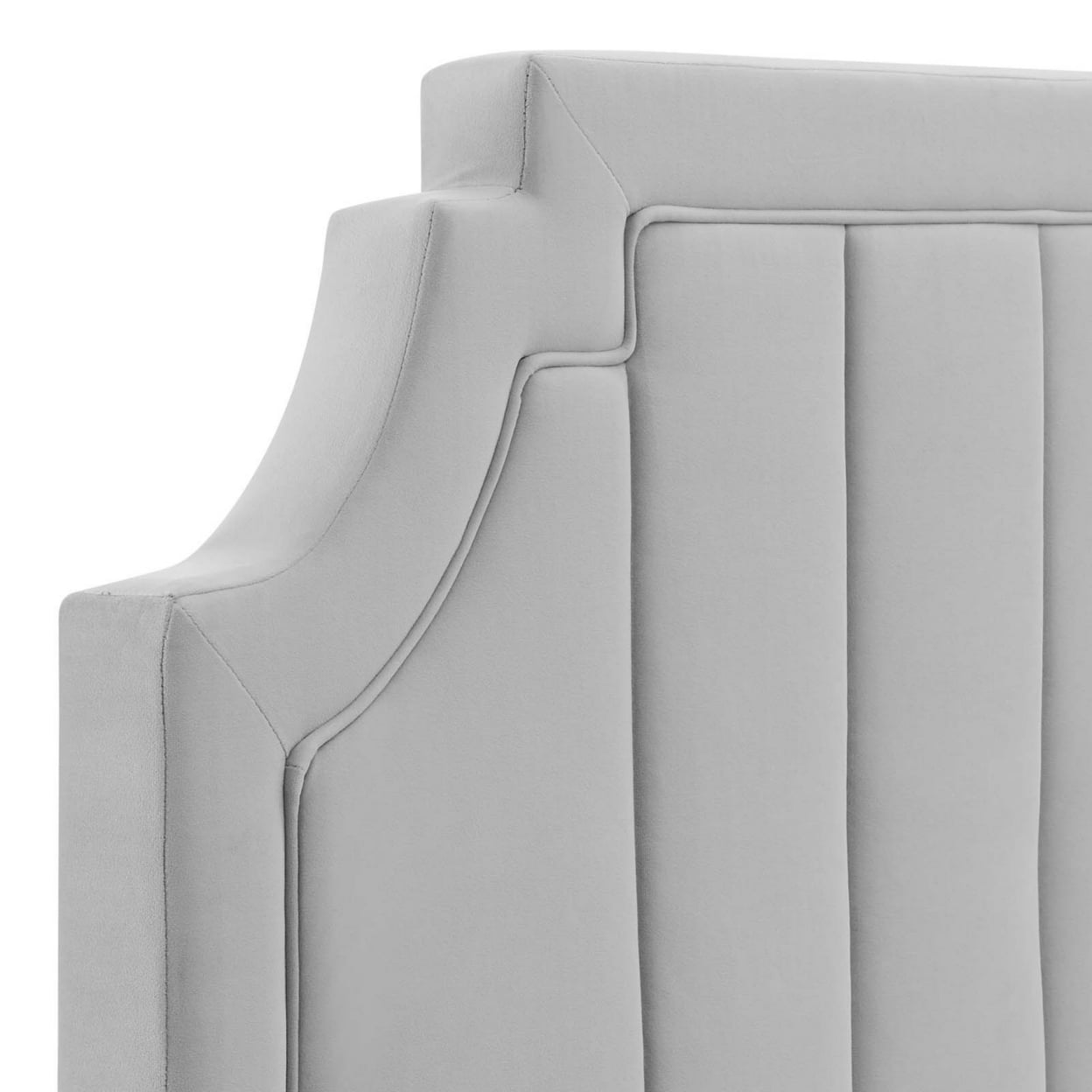 Modway Alyona Channel Tufted Performance Velvet Full/Queen Headboard in Light Gray