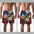 thumbnail image 3 of luoweisi Men's Beach Shorts Quick Dry Swim Trunks with Mesh Lining American Flag and Plants 2XL, 3 of 5