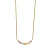 Solid 14k Rose White and Yellow Tri Color Gold Hanging 1.3mm Popcorn Chain Necklace 17 Inches