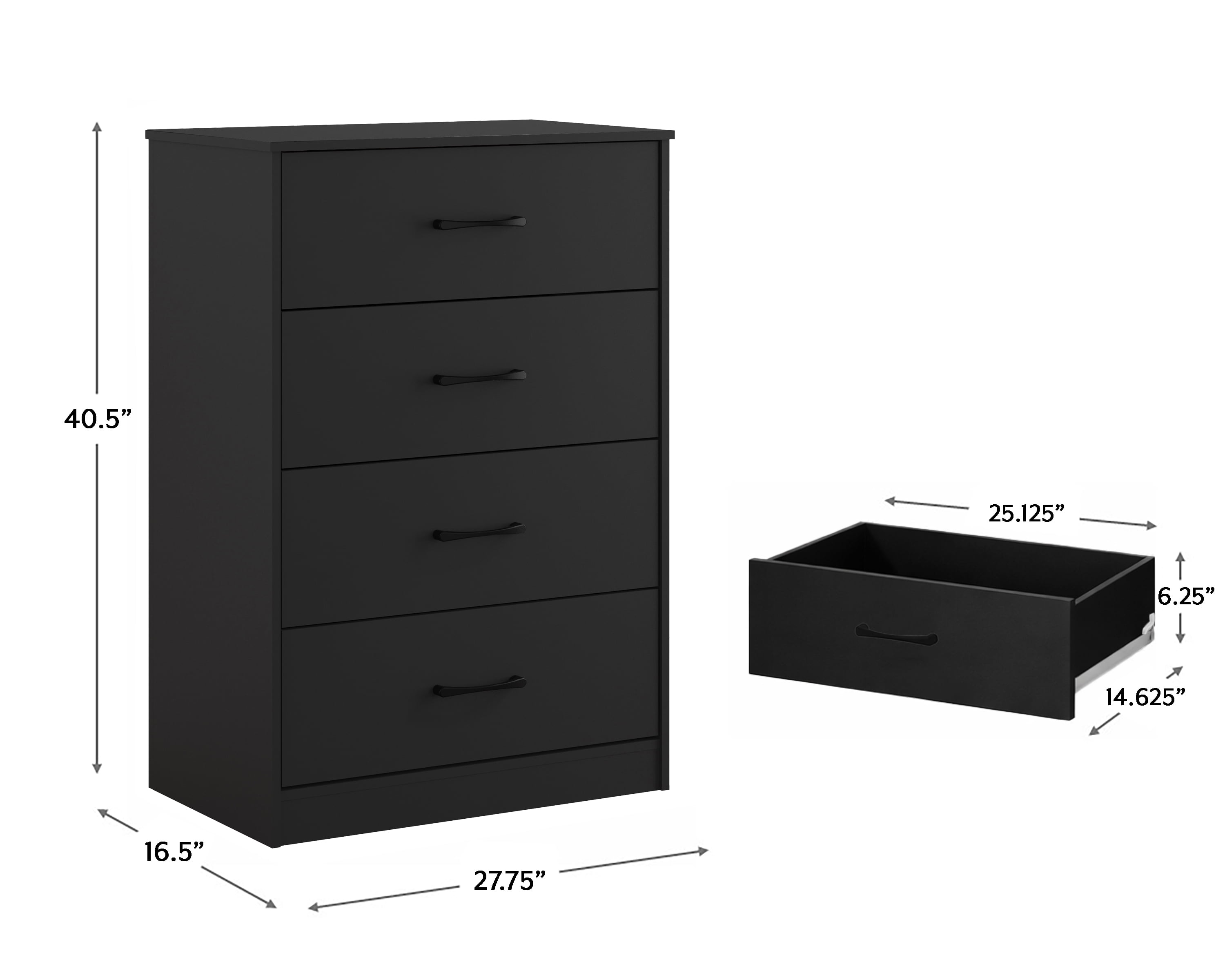 Mainstay - Brandclub - Mainstays Ardent 4 Drawer Dresser, Black