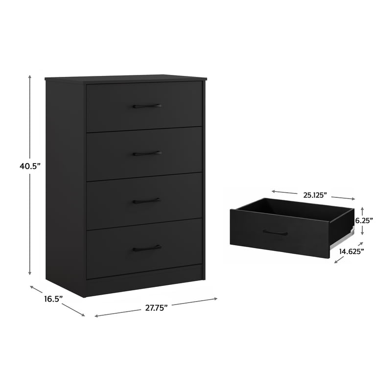 Free Shipping! Mainstays Black 4 Drawer Dresser, Tall and Lean with Easy  Assembly and Spacious Drawers - Walmart.com