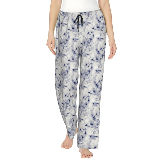 Fotbe Indigo Tie Dye Pantalones de Pijama para Mujer, Pantalones de Dormir, Pantalones Pj con Cordón y Bolsillos-XX-Large
