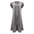 thumbnail image 3 of Tshirt Dress Women Summer Short Ruffle Sleeve V Neck Loose Fit Ruffle Hem Mini Dresses T Shirt Dresses for Women, 3 of 5