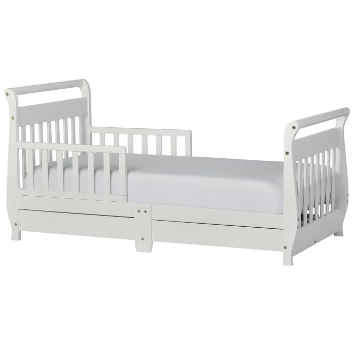 white sleigh cot bed with mattress