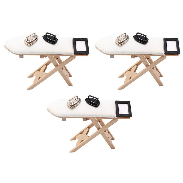 Shisuyan 3pcs 1:12/1:6 Scale Mini House Ironing Board Furniture Miniature Ironing Table