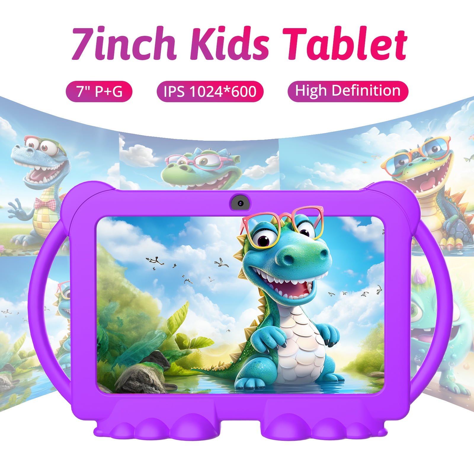 Peicheng 7inches Android 12.0 tablet for Kids with Case, 4GB(2+2Expand) RAM+32GB ROM(Can Expand Up to 512GB), Front 2.0MP+ Back 5.0MP Dual Cameras, 1024*600 IPS LCD, Purple