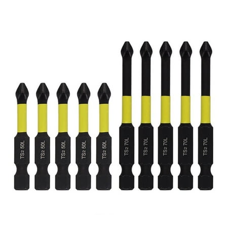 

10 Pcs 50-90mm Magnetic Non-Slip Batch Head PH2 Cross Screwdriver HexShank Yellow
