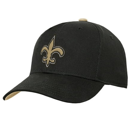 Youth Outerstuff Black New Orleans Saints Team Pre-Curved Adjustable Hat