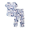thumbnail image 1 of Onqubzoe Pyjama pour Femmes Ensemble Pyjama pour Femmes Été Col Rond Ensemble Pyjama Manches Courtes Pantalon Long Pyjama d'Été pour Femmes Rose TG, 1 of 3